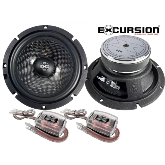 Excursion PX-6.3C  3-drożny zestaw głośnikowy SQ: 2 tweetery 26mm, 2 midrange 80mm, 2 woofery 165mm, 4 zwrotnice - 2ohm, 120/300W, 88dB, 100-30000Hz,